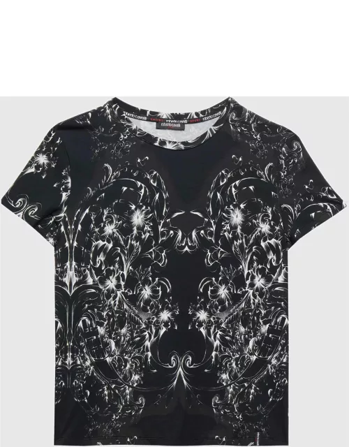 Roberto Cavalli Black Printed Cotton Active T-Shirt