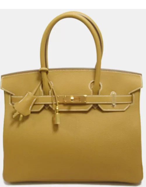Hermes Yellow Togo Leather Birkin 30 Bag
