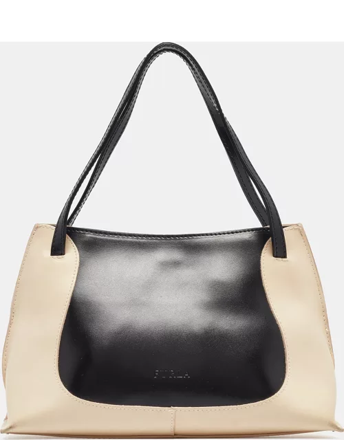 Furla Black/Cream Leather Bag