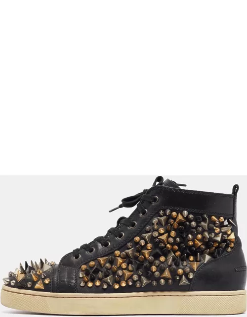 Christian Louboutin Black Leather Spikes High Top Sneaker