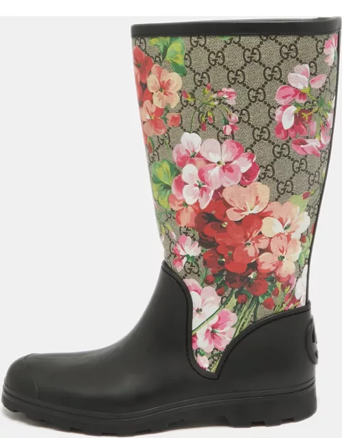 Gucci Multicolor Canvas and Rubber Floral Riding Boot