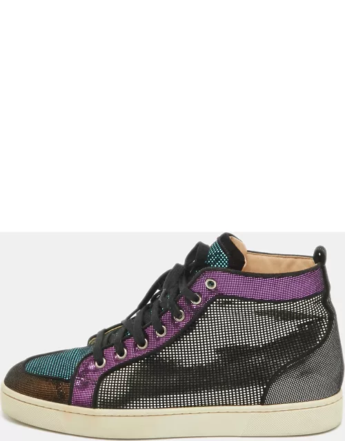 Christian Louboutin Multicolor Suede Colorblock Pattern High Top Sneaker
