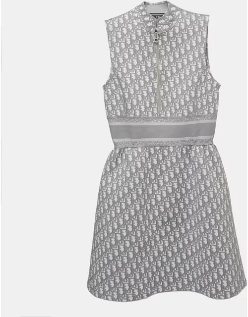Dior Grey Monogram Knit Zipper Mini Dress