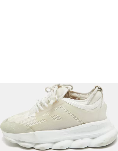 Versace White Suede and PVC Chain Reaction Sneaker