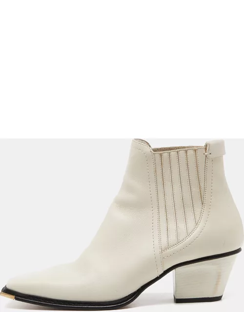 Jimmy Choo Off White Leather Ankle Boot