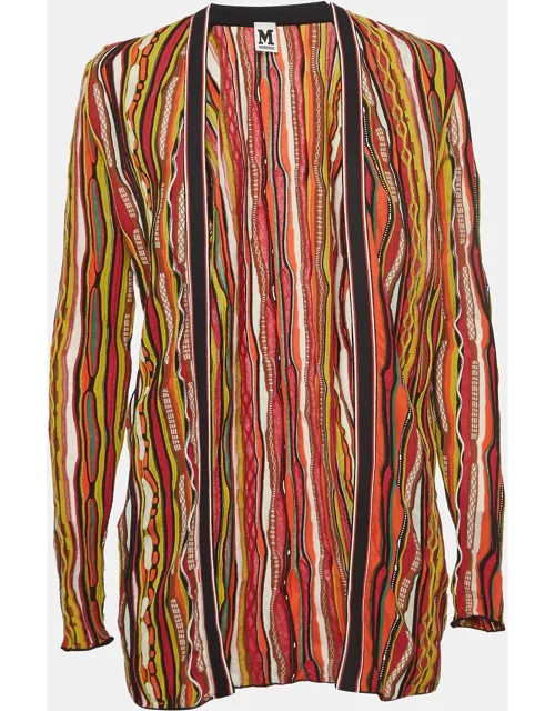 M Missoni Multicolor Striped Knit Open Front Cardigan
