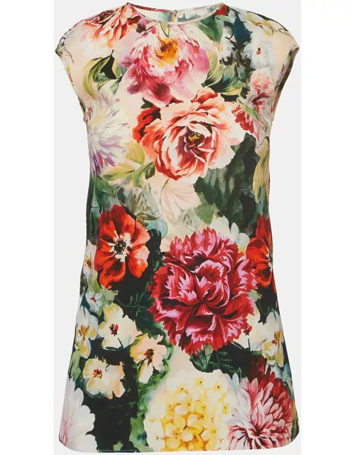 Dolce & Gabbana Multicolor Floral Print Cap Sleeve Top