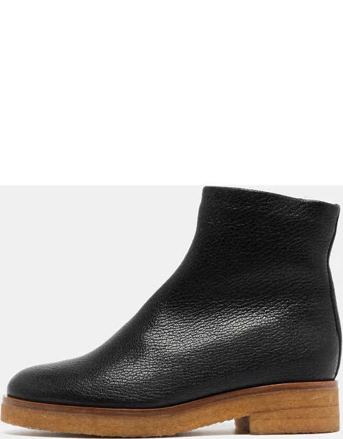 The Row Black Leather Boris Ankle Boot