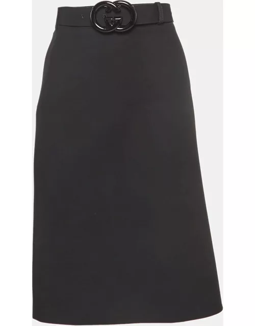 Gucci Black Silk Blend Belted Pencil Skirt