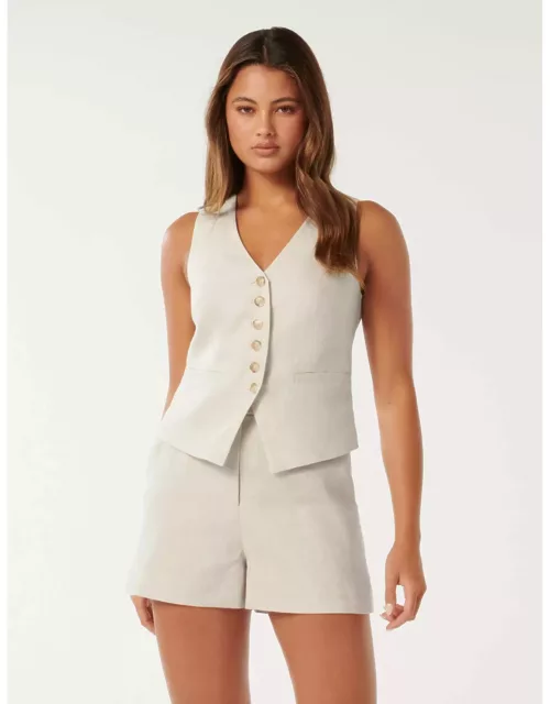 Forever New Women's Faye Waistcoat Top in Natural Suit