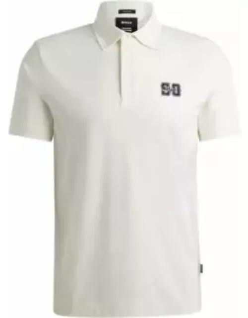 BOSS x Shohei Ohtani cotton polo shirt with monogram embroidery- White Men's Polo Shirt