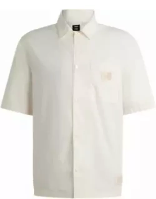 BOSS x Shohei Ohtani relaxed-fit cotton-poplin shirt- White Men's Short-sleeved Shirt