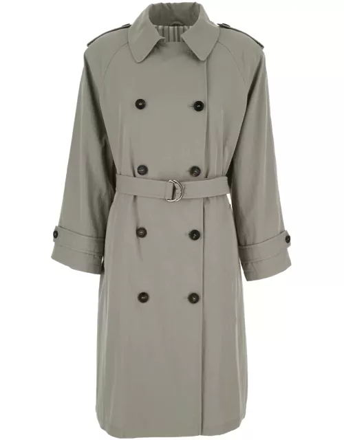 Brunello Cucinelli Grey Trench Coat In Fabric Woman
