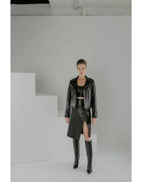 Illusion of form Gunmetal Designer Leather Jacket