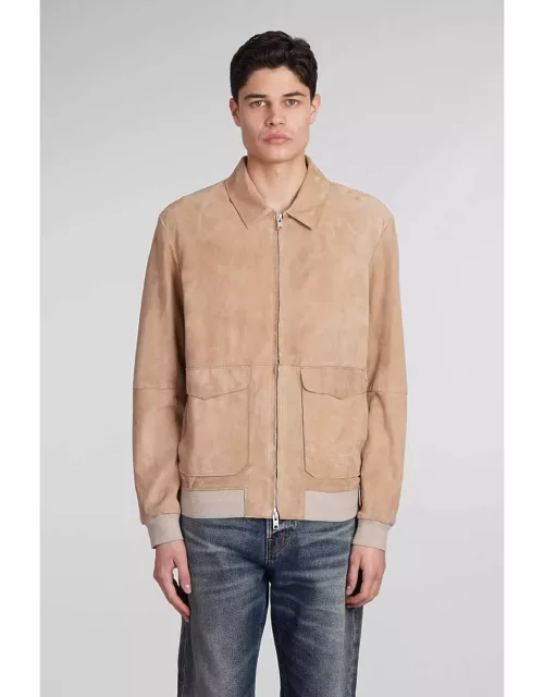 DFour Leather Jacket In Beige Leather