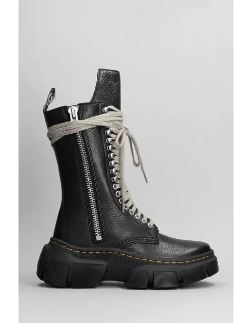 Rick Owens x Dr. Martens Dmxl Length Boot Combat Boots In Black Leather