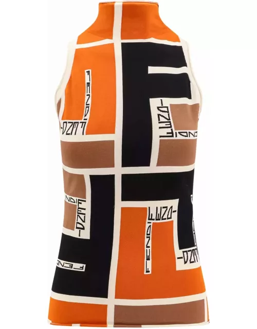 Fendi Fitted Top With Ff Puzzle Motif