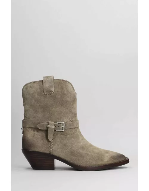 Ash Dustin Texan Ankle Boots In Taupe Suede