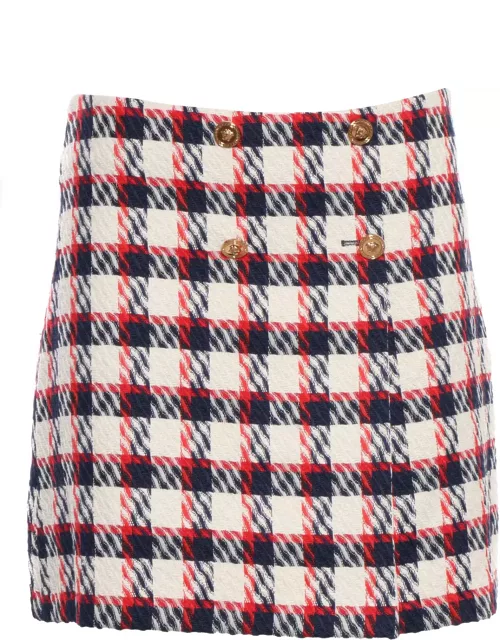 Versace Skirt In Tartan Tweed