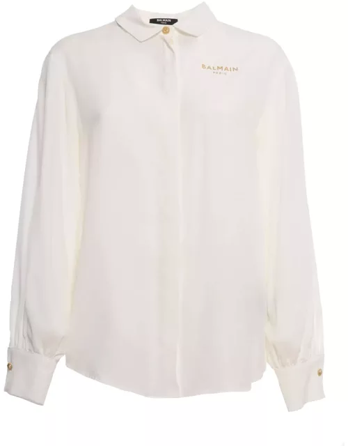 Balmain White Shirt With Logo