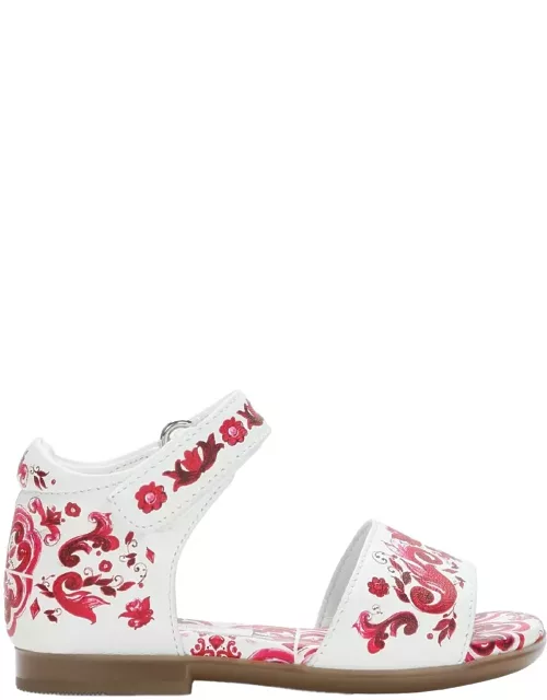 Dolce & Gabbana First Steps Sandal With Fuchsia Majolica Print