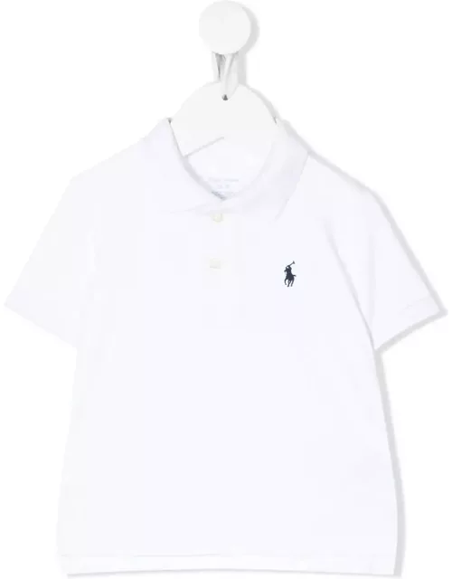 Ralph Lauren White Piquet Polo Shirt With Navy Blue Pony