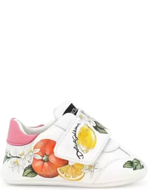 Dolce & Gabbana Printed White Nappa Sneaker