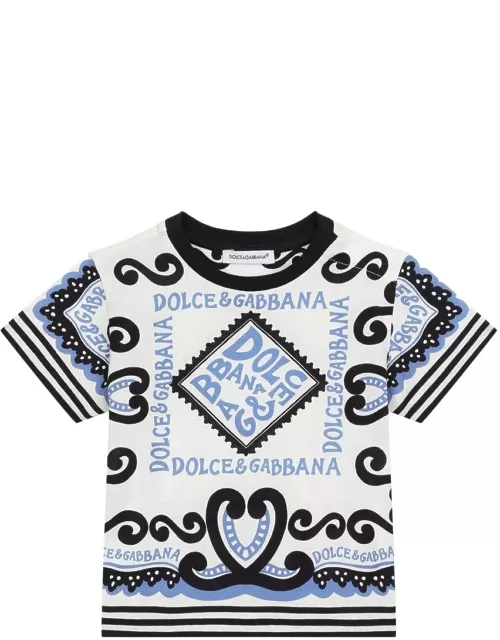 Dolce & Gabbana Navy Print Jersey T-shirt