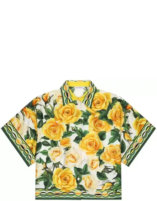 Dolce & Gabbana Pajama Shirt With Yellow Rose Print