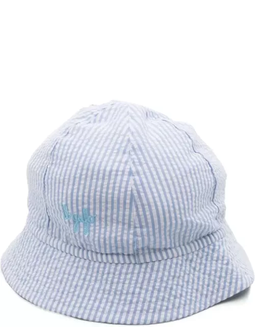 Il Gufo Light Blue Striped Seersucker Hat