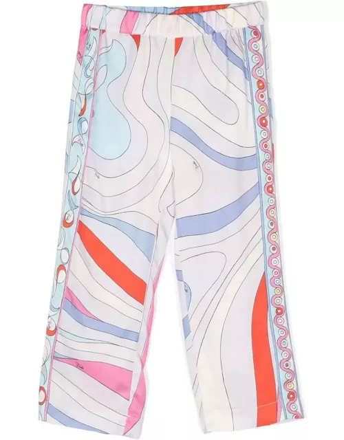 Pucci Trousers With Light Blue/multicolour Iride Print