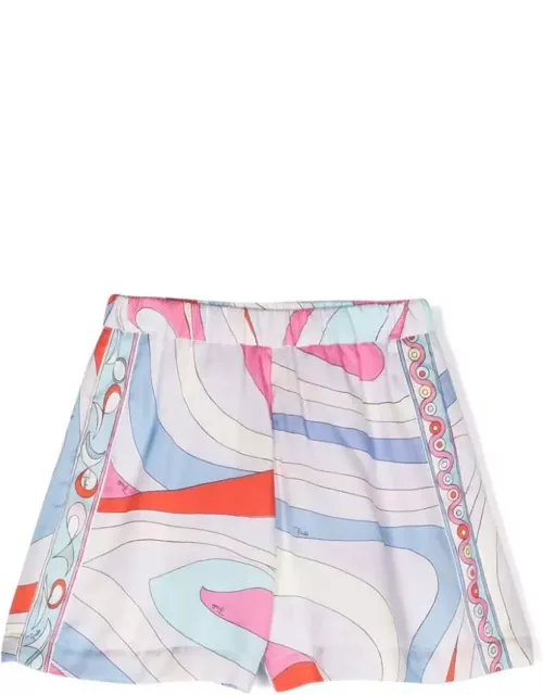 Pucci Shorts With Light Blue/multicolour Iride Print