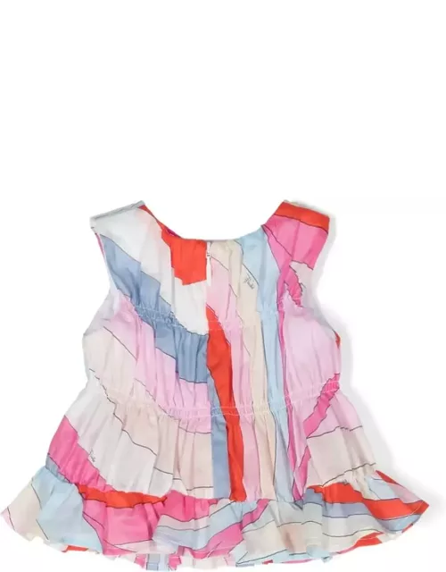 Pucci Sleeveless Top With Light Blue/multicolour Iride Print