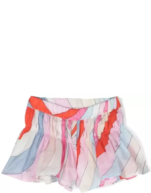 Pucci Flared Shorts With Light Blue/multicolour Iride Print