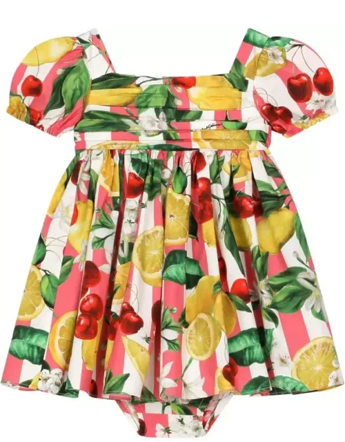 Dolce & Gabbana Poplin Dress With Lemon And Cherry Print