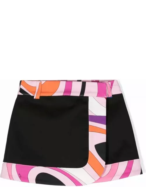 Pucci Black Wrap Mini Skirt With Iride Border