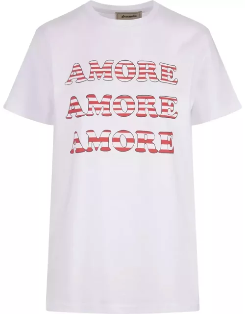 Alessandro Enriquez White T-shirt With Red Amore Print