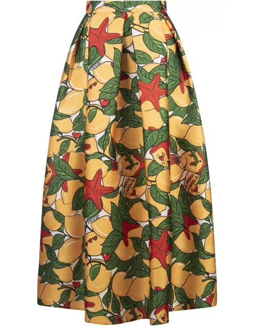 Alessandro Enriquez Long Skirt With Lemons Print