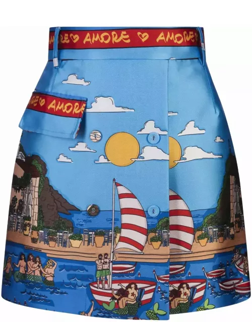 Alessandro Enriquez Short Skirt With Marzameni Print