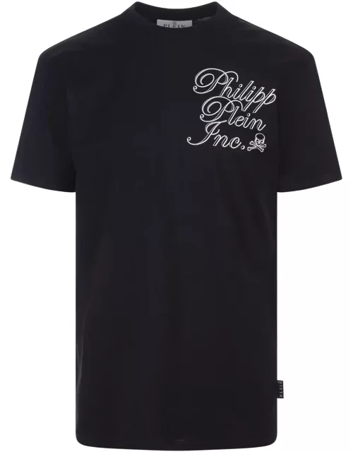 Black T-shirt With Philipp Plein Tm Print On Front And Back