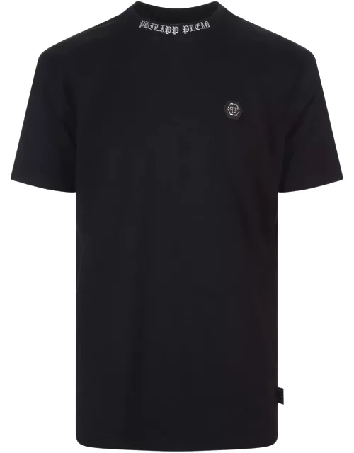 Philipp Plein Black T-shirt With Embroidered Logo