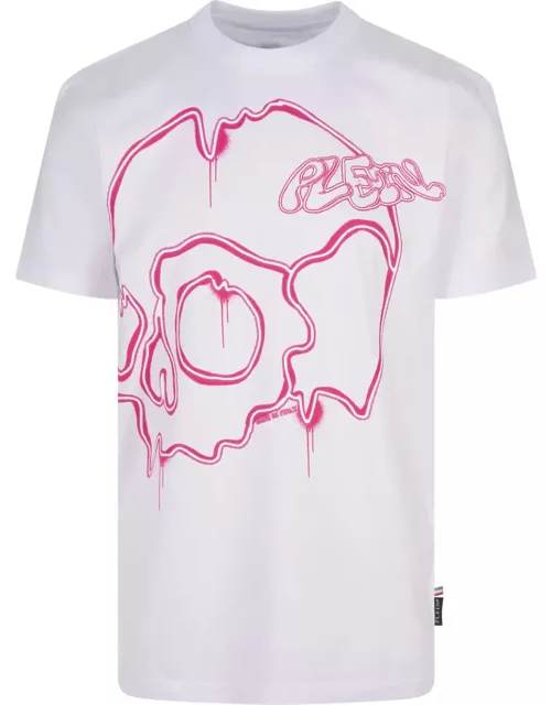 Philipp Plein White Dripping Skull T-shirt