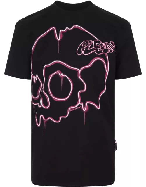 Philipp Plein Black Dripping Skull T-shirt