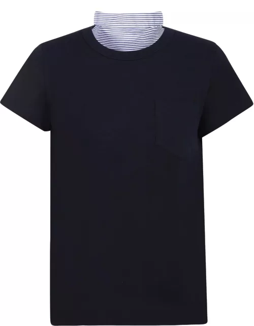 Sacai Pleated Detail Blue T-shirt