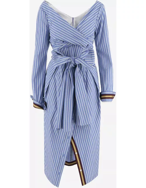Dries Van Noten Cotton Dress With Striped Pattern