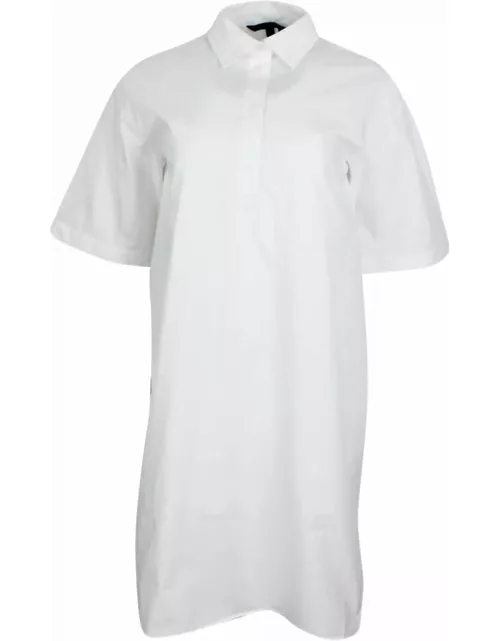 Armani Collezioni Dress Made Of Soft Cotton With Short Sleeves, With Collar And 4 Button Closure. Side Slits On The Bottom.