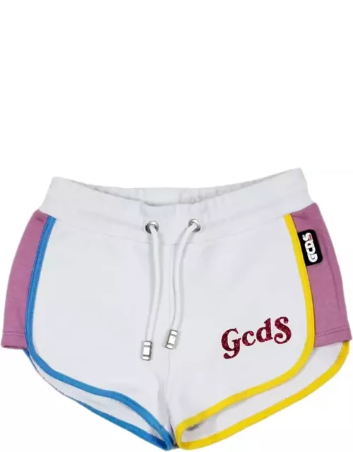 GCDS Cotton Fleece Shorts With Drawstring And Lurex Lettering