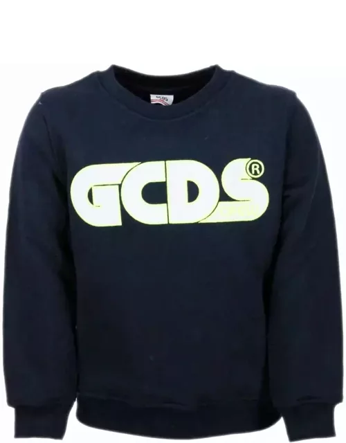 GCDS Crewneck Sweatshirt With Writing With Fluorescent Profile