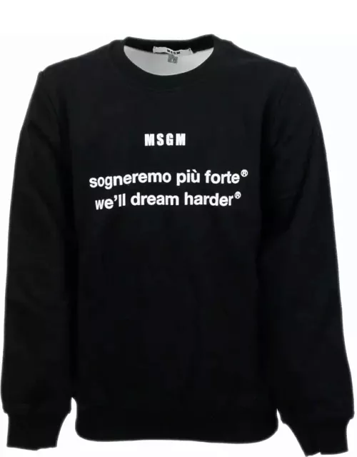 MSGM Long-sleeved Crewneck Sweatshirt In Cotton With Writing