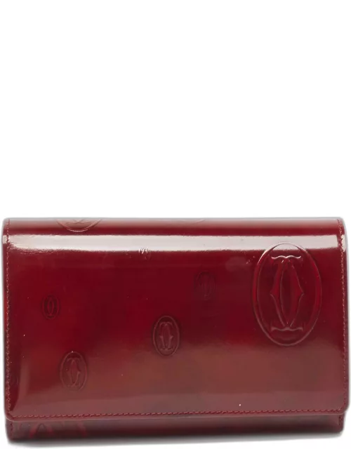Cartier Burgundy Patent Leather Happy Birthday Continental Wallet